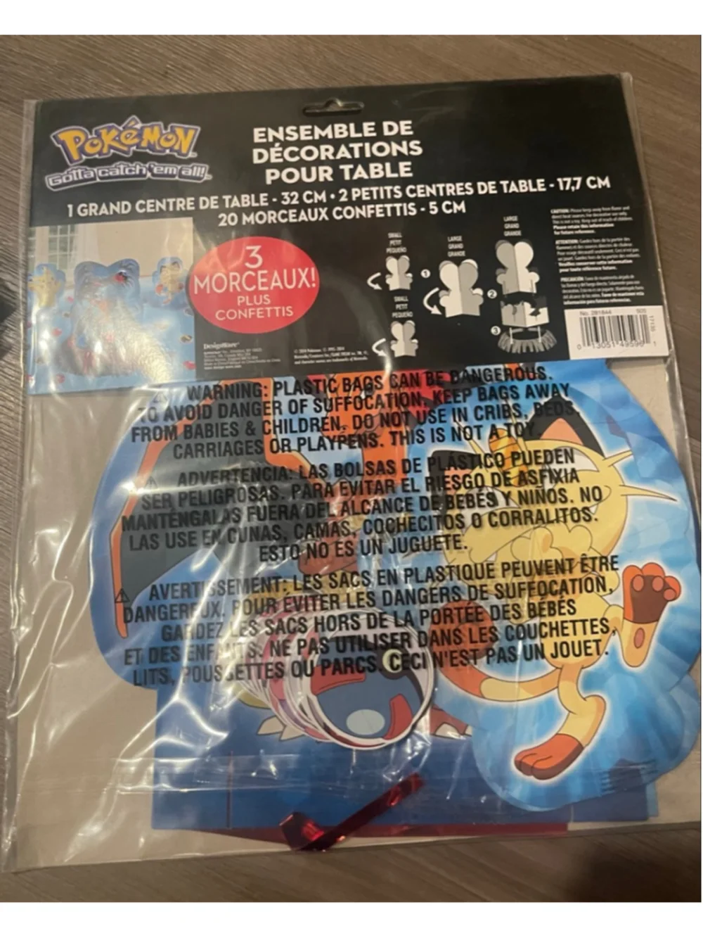 Pokemon Party Table Decorating Kit 3pcs & 20 Confetti